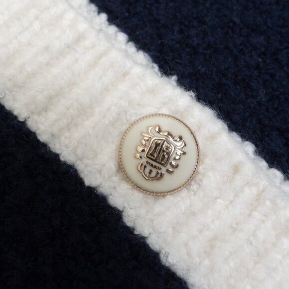 Talbots Cardigan Button Front Sweater Navy White Contrast Trim Cotton Wool Blend - Picture 6 of 13